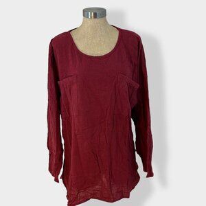 Zanzea Red Cotton Long Sleeve Top‎ XXXL